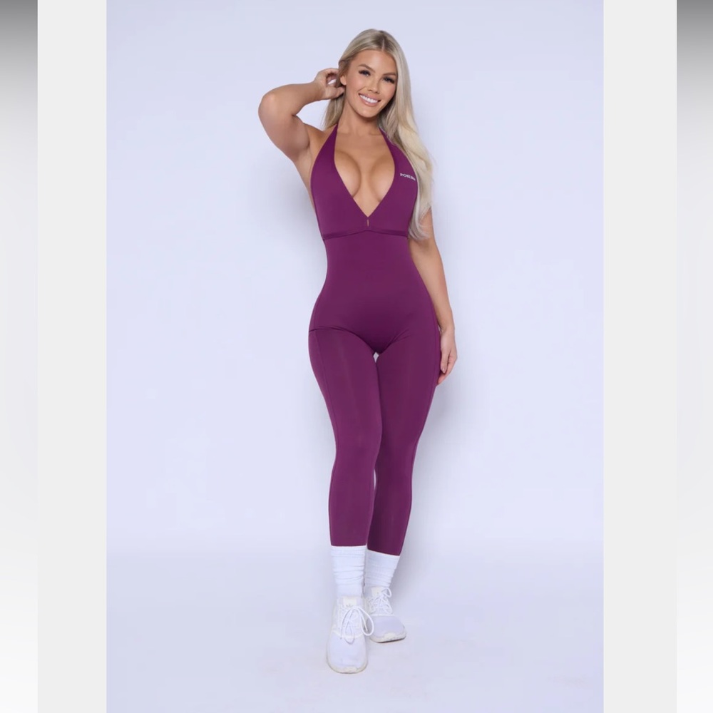 Plum Halter Scrunch Butt Bodysuit Pcheebum